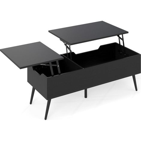 Adjustable Lift-Top Coffee Table with Hidden Storage, Black (1/5)