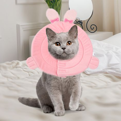Niedliches, schützendes Haustierhalsband (für Katzen und Hunde) mit Cartoon-Hasenmotiv und Elizabeth Circle Ring. (1/5)