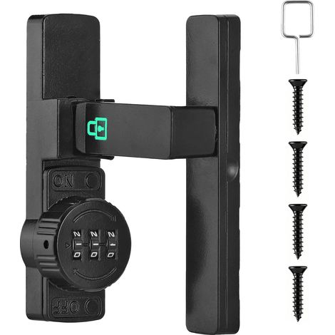 Verrou de porte lumineux à 90 ° avec serrure à combinaison à 3 chiffres verrouillable Serrure de sécurité pour porte coulissante, porte d'appartement, abri, armoires, porte, coin (1/5)