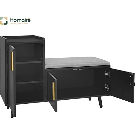 Banc coffre en tissu noir avec rangement 100 x 34 x 68,5 cm HOMAIRE (1/5)