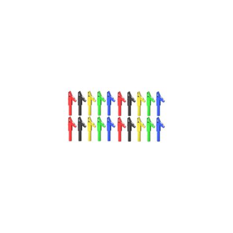 Pinzas de cocodrilo aisladas Crezuo de 4 mm, paquete de 20 unidades, 300 V 15 A, cinco colores, para pruebas eléctricas con multímetro.