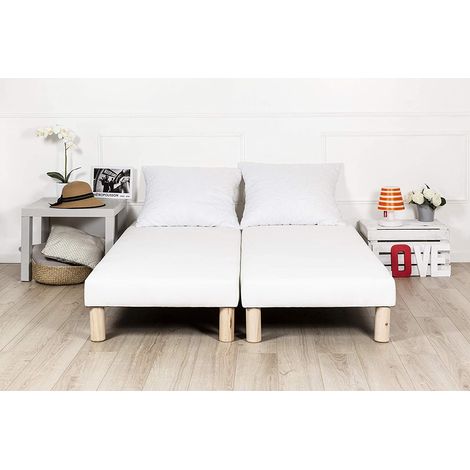 Umberto Ravelli – Ensemble de 2 sommiers tapissiers 70 x 190 cm – 8 pieds offerts – Hauteur 15 cm – 10 lattes en pin massif – Renforts en pin massif