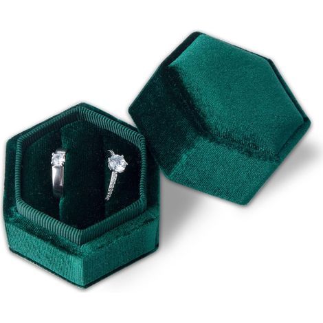 Boîte à Bagues Mariage, Boîte à Bagues Hexagonale Velours Côtel (1/5)