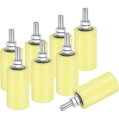 8pcs Galet Guide pour Portail Coulissant 40x70mm, M10 Roulette Nylon Guide au Sol pour Porte Grange Coulissante, Roue Universel avec Roulement à Billes Scellé pour Portail, Jaune (1/5)