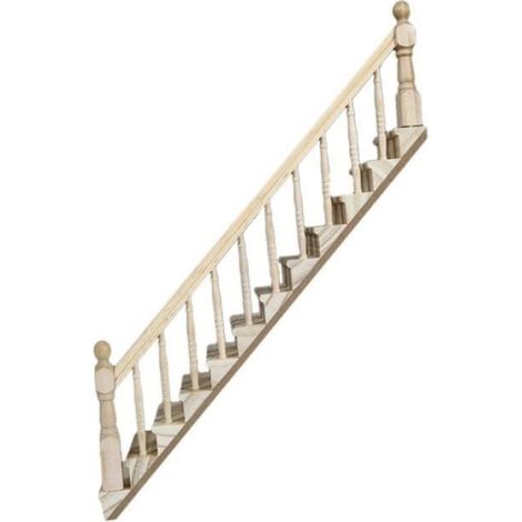 Escalier Droit Miniature - Main Courante en Bois pour Maison de Poupée - Échelle 1/12 - 32 x 6,7 x 1,8 cm (1/4)
