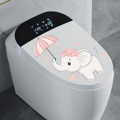 Autocollant Éléphant Drôle pour Toilettes, Salle de Bain ou Cuisine, Décor Mural en PVC, Couleur Unique, Taille Unique (1/5)