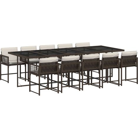 Maison Exclusive - 11-tlg. Garten-Essgruppe mit Kissen Braun Poly (1/5)