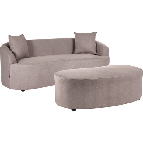 Sofa AMAL mit Ottomane Stoff Taupe (1/5)