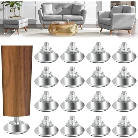 Lot de 25 Pieds de Nivellement à Vis M8 Pieds de Meubles Réglables M8 x 40 mm Pied à Vis pour Pied de Meubles Écrous de Blocage Vis de Réglage en Hauteur avec Écrou en T pour Table Canapé (1/5)