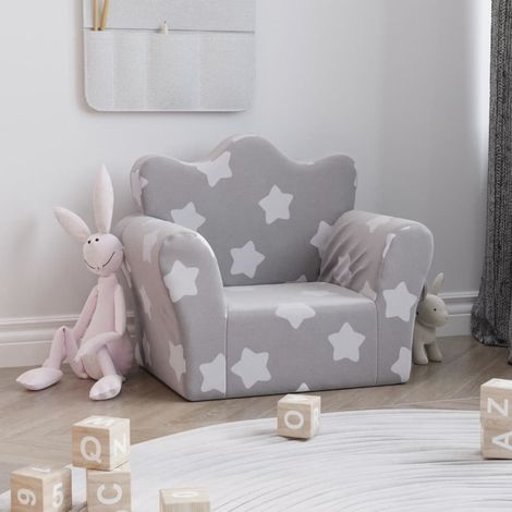 Fauteuil en mousse pour chambre enfant. Gris + Étoiles. De qualité et Très confortable (1/5)