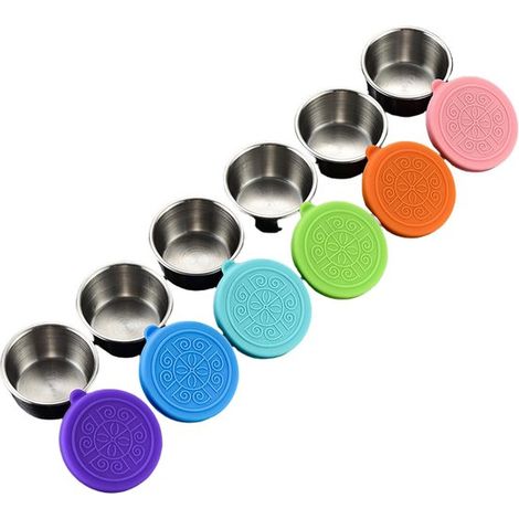 6 pezzi contenitore per condimento per insalata,barattoli per salse in acciaio inox a prova di perdite con coperchio per portapranzi,70 ml (1/5)