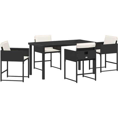 Maison Exclusive - Garten Essgruppe 5 Stk. Schwarz Poly-Rattan (1/5)