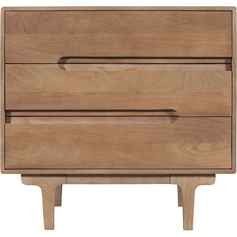 Commode 3 tiroirs en bois massif L80cm - Bois foncé - Bogor (1/5)