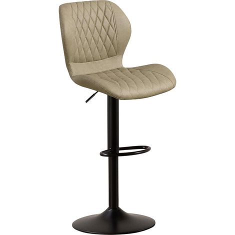 Barhocker mit Lehne, 360° drehbar, höhenverstellbar, Kunstleder, Khaki (1/5)