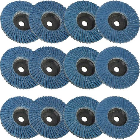 75mm 40/60/80/120 Grit Flap Discs for Metal, Steel, Wood, 3" Angle Grinder, Blue (Pack of 12) (1/5)