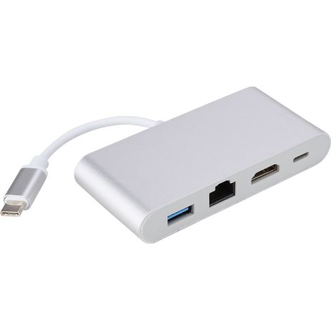 Adaptateur USB-C 4-en-1 avec Ports HDMI 4K, RJ45, USB 3.0 et Charge PD - Hub Multifonction (1/5)