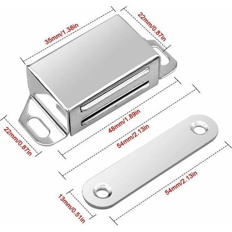 Aimant Porte Placard 4 Pièces Aimant de Porte en Acier Inoxydable Aimants Puissants pour Porte 10kg Verrou de Porte de Placard avec Vis pour Meubles de Maison Armoire de Porte (4 pièces de 6 (1/4)