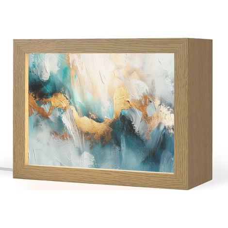 LAMPADA DA TAVOLO Astratto - Arte - Oro - Blu 20x15 cm
