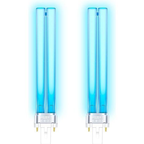 9W Ampoule de Remplacement UVC G23 PLS, Ballast Inductif, pour Clarificateur Bassin, Filtre UVC, Élimine Bactéries, Algues Efficacement pour Étangs（Lot de 2）