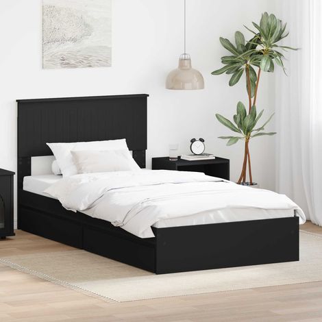 Aufbewahrungsbett Schwarz 100 x 200 cm Holzwerkstoff