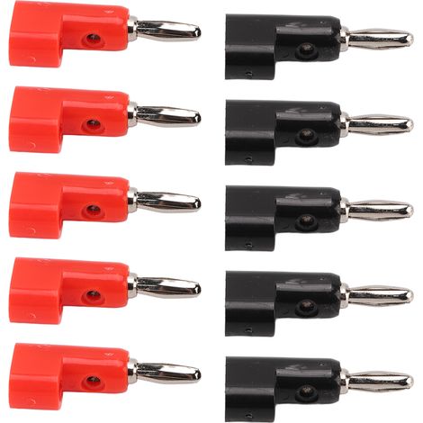 Lot de 10 adaptateurs bananes 4 mm, rouge et noir, à vis ouverte, empilables et sans soudure, pour camping-cars, camions et voitures