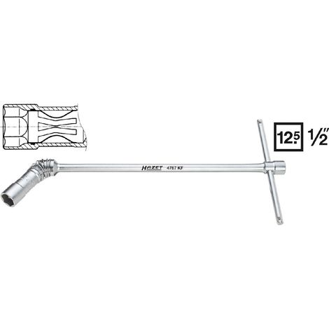 Hazet Clé à bougies - Carré creux 12,5 mm (1/2 pouce) - Profil à 6 pans extérieurs - Taille: 16 5/8 - Longueur totale: 480 mm - 4767AKF
