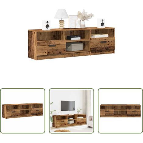 Bois d'ingénierie - Meuble TV vieux bois 150x33,5x45 cm bois d'ingénierie (1/5)