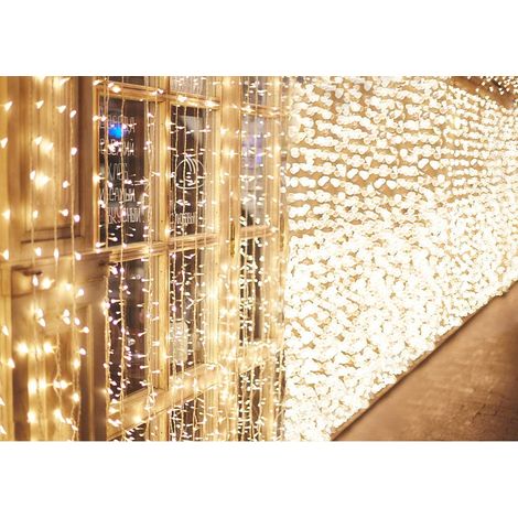 600 LEDs Rideaux Lumineux, 6mx3m Guirlande Lumineux, 8 Modes de Fonctionnement Lumière de Rideau pour Décoration Intérieur Extérieur Chambre, Mariage, Noël, Halloween, Blanc Froid
