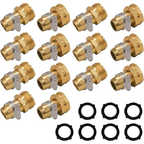 Hourleey Lot de 6 raccords de réparation de tuyau d'arrosage avec pinces, convient pour raccord de tuyau d'arrosage de 1,9 cm ou 1,5 cm (1/5)