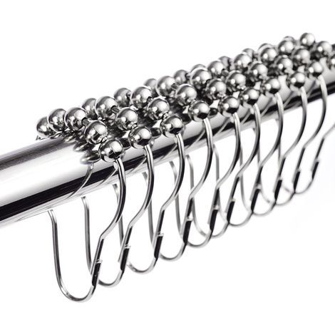 12er-Pack verschiebbare Duschvorhangringe aus Edelstahl, 12 einzelne Haken, 65 mm x 35 mm (1/5)