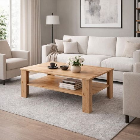 Tavolino Da Caffè Con Ripiano Inferiore E Vano A Giorno Tavolo Basso Stile Nordico Design Minimal Per Soggiorno Salotto Zona Living Struttura Resistente 47 x 110 x 65 Cm Colore Grigio Cemento - Colore (1/5)