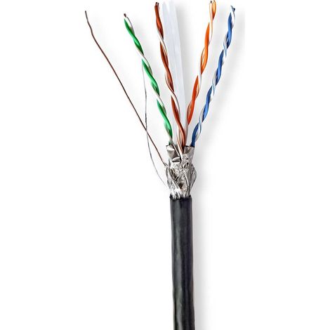 Bobina de cable cat6 solido sftp cca 3050 m outdoor redondo pe negro caja carton
