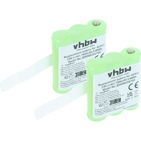 vhbw 2x Akku Ersatz für Midland PB-X7, BATT10, AVP13 für Funkgerät, Walkie Talkie (1500 mAh, 3,6 V, NiMH)