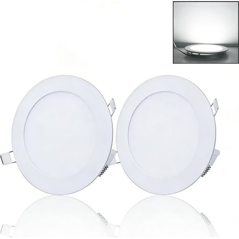 18W Spots LED Encastrable 1620LM 225mm Aluminium Rond Downlight Extra Plat 9mm, Trou Ø200-210mm, Blanc Froid 6500K, AC 85-265V, Plafonnier LED pour Cuisine, Salon, Couloir, Lot de 2 (1/5)
