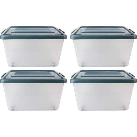 Boîte de rangement transparente 50 L – Plastique sur roulettes – Optimisation espace – Pour rangement efficace – Je Cherche Une Idee