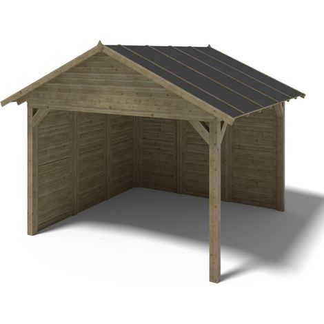 Gazebo da giardino in legno pergola 4.04x4.04 m con pannelli - Impregnata - ALT125 (1/5)