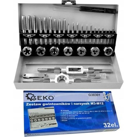 Geko Set di maschiature 32 pezzi acciaio HSS