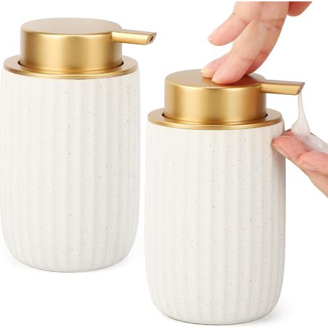 Distributeur Savon, 2 Pièces 320ml Distributeur Gel Douche, Flacon Pompe Vide avec Grande Tête de Pompe, Deco Salle de Bain (1/5)