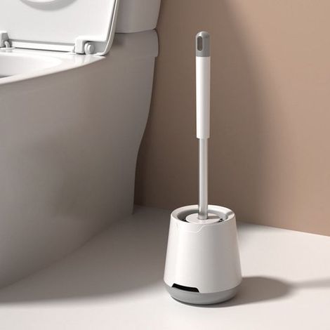 Brosse WC - Brosse WC avec support - Brosse WC - Brosse WC blanche - Ensemble de brosses WC - Plastique - Blanc (1/5)
