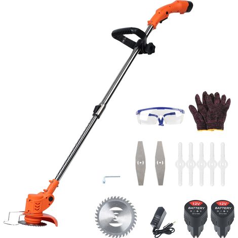Coupe-bordures électrique sans fil Weed Eater 12V avec 2 batteries de 2,0 Ah, tondeuse à gazon portative pour cours, jardins et buissons (1/5)