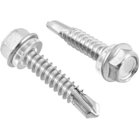 Packung mit 50 selbstbohrenden Schrauben, Edelstahl, 6,3 mm x 32 mm, inklusive Dichtscheibe (1/5)