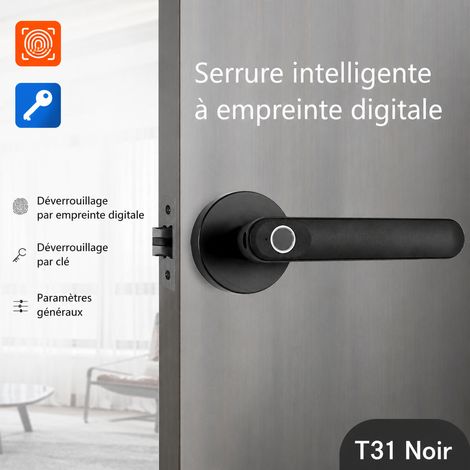 Serrure intelligente T31 noire pour porte intérieure avec empreinte digitale et clé t31 25,8 × 17,8 × 7,3 cm 934 g – Livraison gratuite