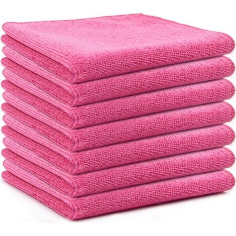 Juego de 7 paños de cocina,Paño de limpieza para el hogar,Paño de microfibra,Paño de limpieza multifuncional,30 x 30 cm,Altamente absorbente,Rosa (1/5)