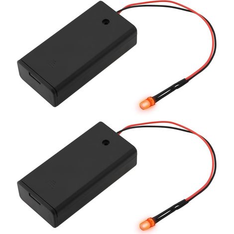 Lot de 2 Fausses alarmes LED Rouges de 5 mm avec Support de Piles pré-câblé pour Voitures Bateaux Motos garages Piles AA Non incluses (1/5)