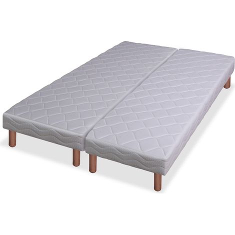 Sommier tapissier 14 lattes garni polyéther 2x90x200cm
