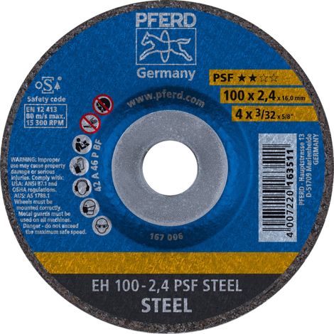 PFERD TOOLS Trennscheibe EH 100x2,4x16 mm gekröpft Universallinie PSF STEEL für Stahl 25 Stk (1/5)