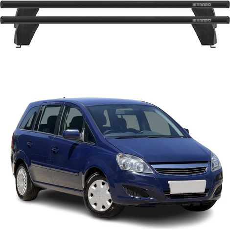 OMAC Dachträger Querträger Alu für Opel Zafira B 2005-2008 Pre-FL – Abschließbar – T-Nut – City-Crash-getestet – Max. 75 kg Schwarz (1/5)