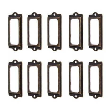 50 Portaetiquetas 60 x 17 mm Metal Bronce Vintage Portaetiquetas Portatarjetas Estantería Cajón (1/4)