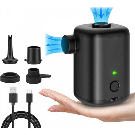 Pompe Electrique 2 en 1 Gonfleur et Degonfleur Portable sans Fil USB Rechargeable, Mini Pompe à Air avec 4 Embouts pour Le Matelas,Camping Coussin,Bateau,Anneau de Natation (1/5)