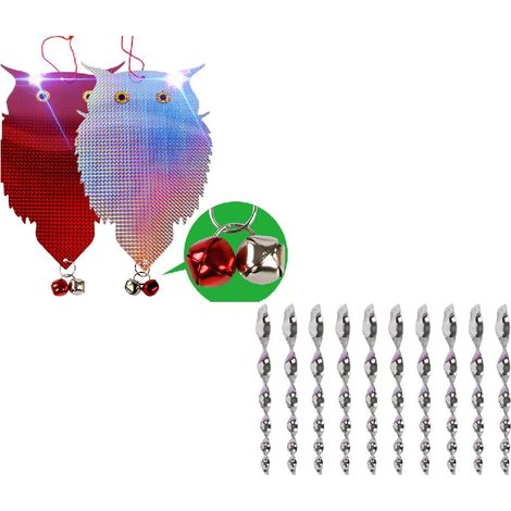 Effaroucheur Oiseaux Réfléchissant, 2 Pièces Hibou et 10 Pièces Spirale Dispositif de Dissuasion, Épouvantail Effaroucheur Oiseaux Réfléchissant, Décoratif Protéger Balcon Potager Plantes, (1/5)